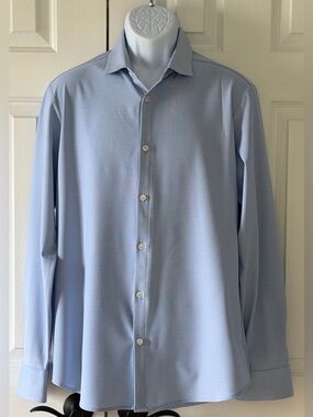Mizzen+Main Leeward Blue Performance Dress Shirt Large Trim Fit